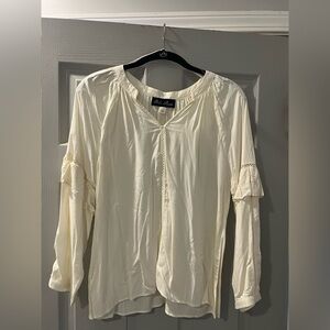 Francesca’s Collection Long Sleeve Cream Blouse